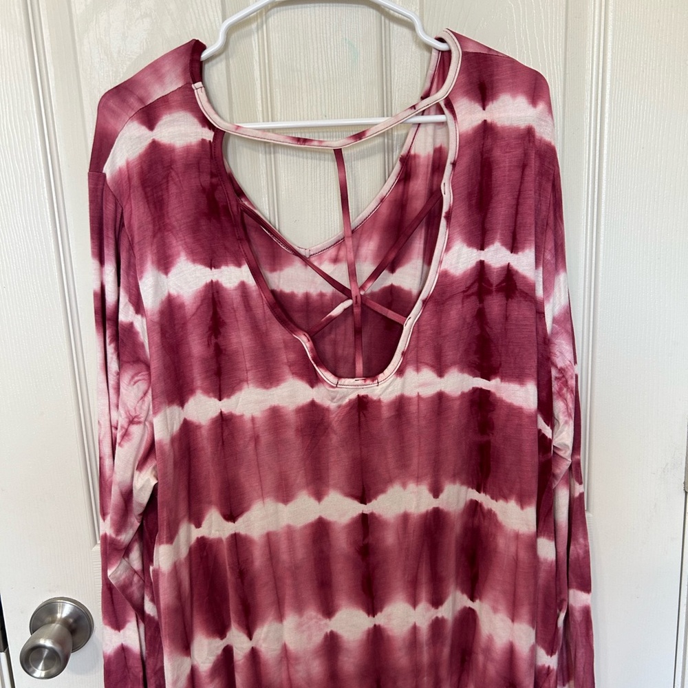 Women's Tie-Dye Long Sleeve Top - Pink